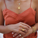 Gold Hammered Geometric Signet Ring