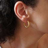 Gold Hoop Earrings with Engraved Lines