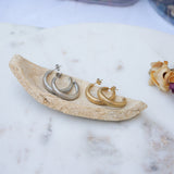 Gold Hoop Earrings with Engraved Lines