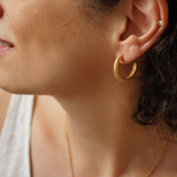 Gold Hoop Earrings with Engraved Lines