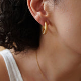 Gold Hoop Earrings with Engraved Lines