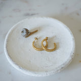 Gold Hoop Earrings with Engraved Lines