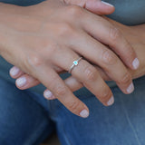 Tiny Silver Crescent Moon Band Pinky Ring