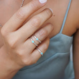 Tiny Silver Crescent Moon Band Pinky Ring