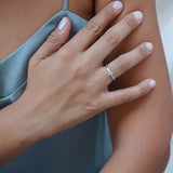 Tiny Silver Crescent Moon Band Pinky Ring