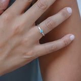 Tiny Silver Crescent Moon Band Pinky Ring