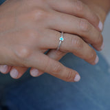 Tiny Silver Crescent Moon Band Pinky Ring