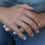 Tiny Silver Crescent Moon Band Pinky Ring