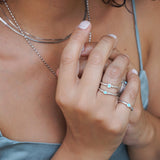 Tiny Silver Crescent Moon Band Pinky Ring