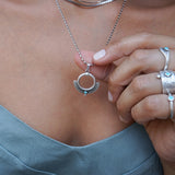 Silver Ethnic Pendant with Black/Turquoise Enamel