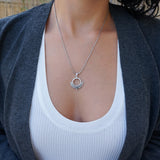 Silver Ethnic Pendant with Black/Turquoise Enamel