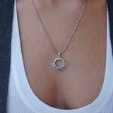 Silver Ethnic Pendant with Black/Turquoise Enamel