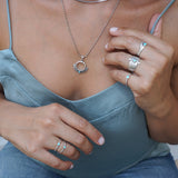 Silver Ethnic Pendant with Black/Turquoise Enamel