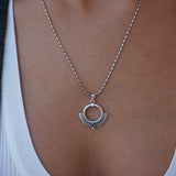 Silver Ethnic Pendant with Black/Turquoise Enamel