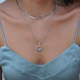 Silver Ethnic Pendant with Black/Turquoise Enamel