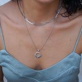 Silver Ethnic Pendant with Black/Turquoise Enamel