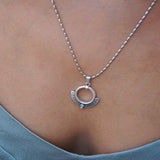 Silver Ethnic Pendant with Black/Turquoise Enamel