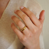 Gold Double Bead Band Ring