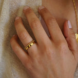 Gold Double Bead Band Ring