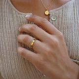 Gold Double Bead Band Ring