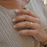 Gold Double Bead Band Ring