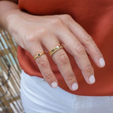 Gold Double Bead Band Ring