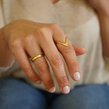 Gold Double Bead Band Ring