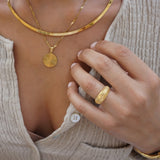 Gold Lines Croissant Ring