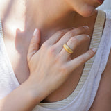 Gold Lines Croissant Ring