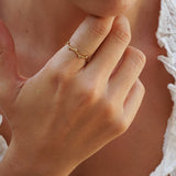 Thin Branch CZ Gold Stacking Ring - 18K Gold Plated Stainless Steel Band