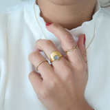 Thin Branch CZ Gold Stacking Ring - 18K Gold Plated Stainless Steel Band