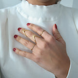 Thin Branch CZ Gold Stacking Ring - 18K Gold Plated Stainless Steel Band