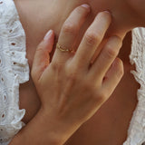 Thin Branch CZ Gold Stacking Ring - 18K Gold Plated Stainless Steel Band