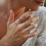 Thin Branch CZ Gold Stacking Ring - 18K Gold Plated Stainless Steel Band