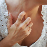 Thin Branch CZ Gold Stacking Ring - 18K Gold Plated Stainless Steel Band