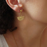 Gold Flower Dangling Earrings and Studs