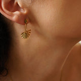 Gold Flower Dangling Earrings and Studs