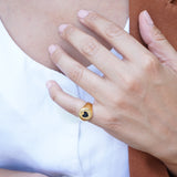 Gold HEART Ring with Red/Black Enamel