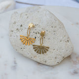 Gold Flower Dangling Earrings and Studs