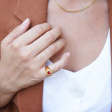 Gold HEART Ring with Red/Black Enamel