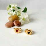 Gold HEART Ring with Red/Black Enamel