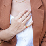 Gold HEART Ring with Red/Black Enamel