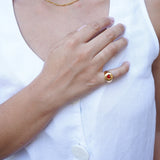 Gold HEART Ring with Red/Black Enamel
