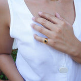 Gold HEART Ring with Red/Black Enamel