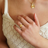 Gold Flower Heart Sun Rays Signet Ring