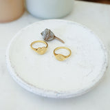 Gold Flower Heart Sun Rays Signet Ring