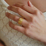Gold Braided Croissant Ring