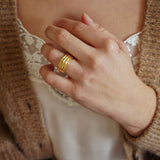 Gold Braided Croissant Ring
