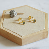 Gold Plated Evil Eye Rhombus Studs - Small Dainty Celestial Earrings