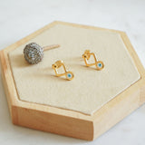 Gold Plated Evil Eye Rhombus Studs - Small Dainty Celestial Earrings